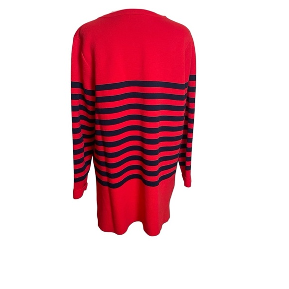 Crown & Ivy Red Navy Stripe Sweater Gold Buttons XL Nautical Coastal Sailor - Picture 4 of 9